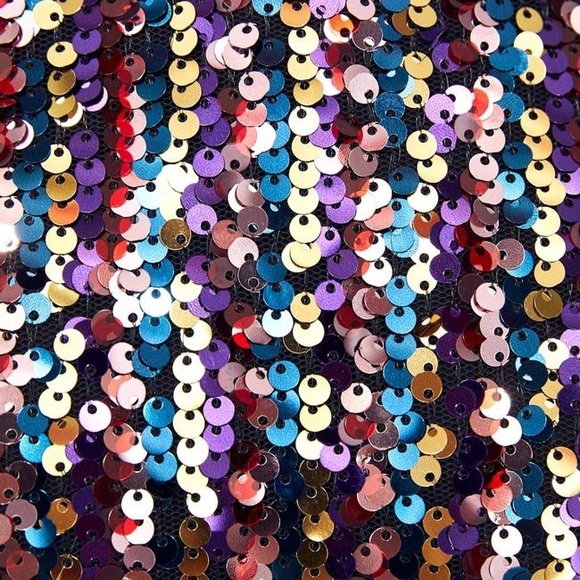 Rainbow Sequin Midi Long Sleeve Cocktail Dress - Picture 4 of 6